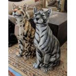 CONTEMPORARY SCHOOL CERAMIC CATS, four of differing descriptions, 88cm. (4)