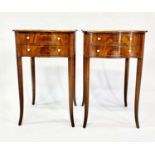 BESIDE LAMP TABLES, a pair, George III design, flame mahogany of serpentine outline with two