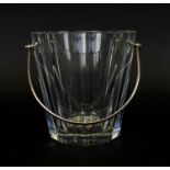 BACCARAT ICE BUCKET, cut glass, swing handled, tapered decagonal form, 15cm H x 16.5cm W x 14cm