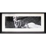 MARILYN MONROE LAYING ON THE GRASS, black and white photoprint, from Trowbridge Gallery, 25cm x