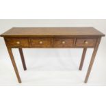 HALL TABLE, George III design burr walnut and crossbanded with four frieze drawers and square