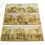 NEEDLEPOINT TAPESTRIES, six Arabian scenes, 135cm L x 50cm W. (6)