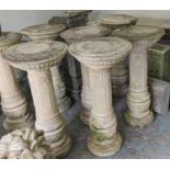 ARCHITECTURAL GARDEN PEDESTAL, a set of four and one other, of differing description, 86cm x 42cm at