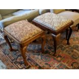 STOOL, 53cm x 42cm x 46cm H, early 18th century George I walnut and a later similar stool, 55cm x