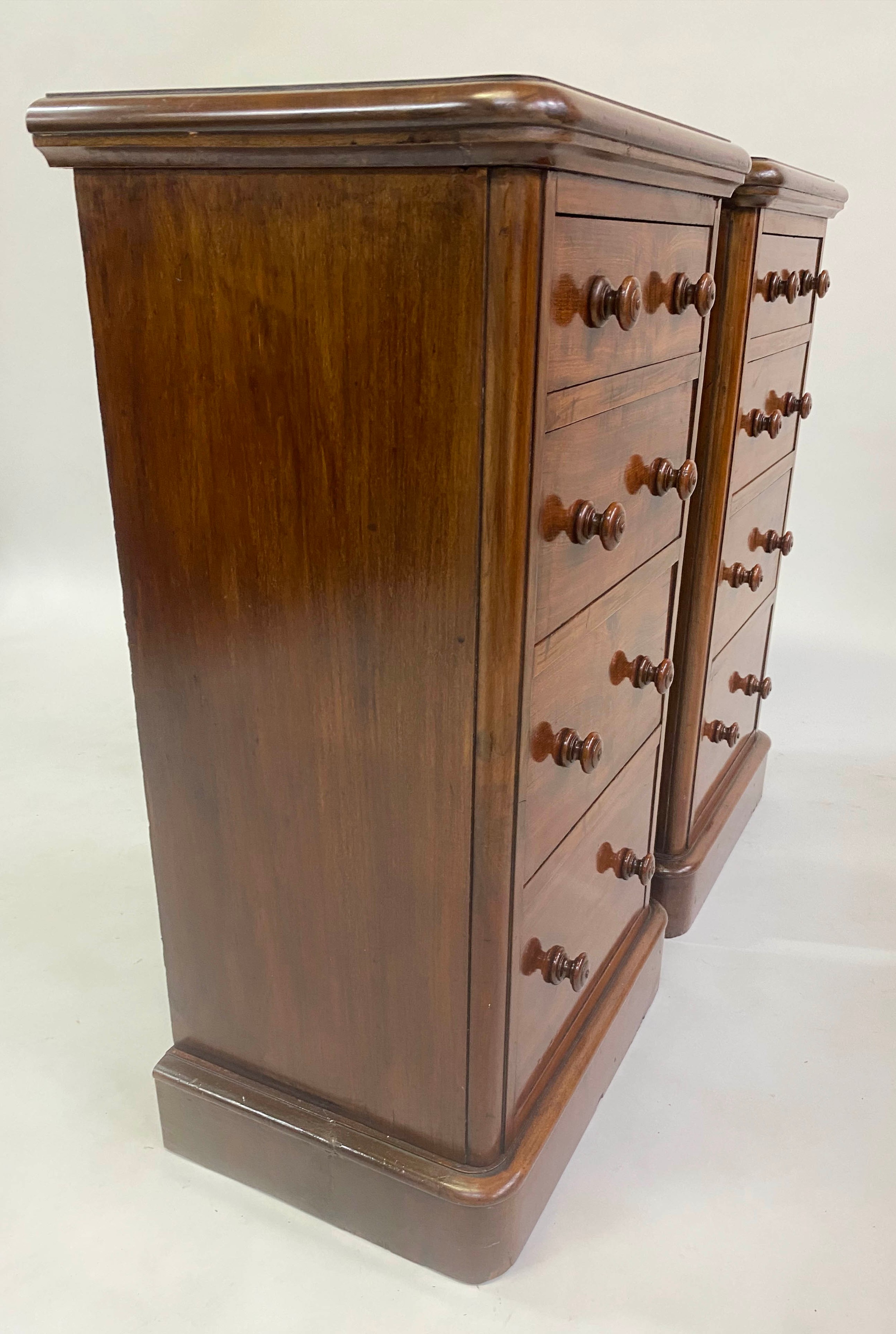 BEDSIDE CHESTS, a pair, Victorian mahogany each adapted with four drawers, 45cm x 34cm x 83cm H. (2) - Image 4 of 9