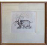 INDIAN SCHOOL 'An Elephant Charging Against a Tree', watercolour, provenance: Brian Sinfield