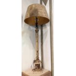 TABLE LAMP, 93cm overall, including shade with a distressed painted column.