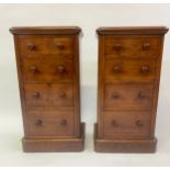 BEDSIDE CHESTS, a pair, Victorian mahogany each adapted with four drawers, 45cm x 34cm x 83cm H. (2)