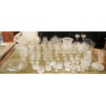 COLLECTION OF CUT GLASS, various pieces including a Waterford Sundae glass, a set of champagne