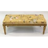 WINDOW SEAT, French Louis XVI style, giltwood, in fabric by GP & J Baker, with fluted tapering