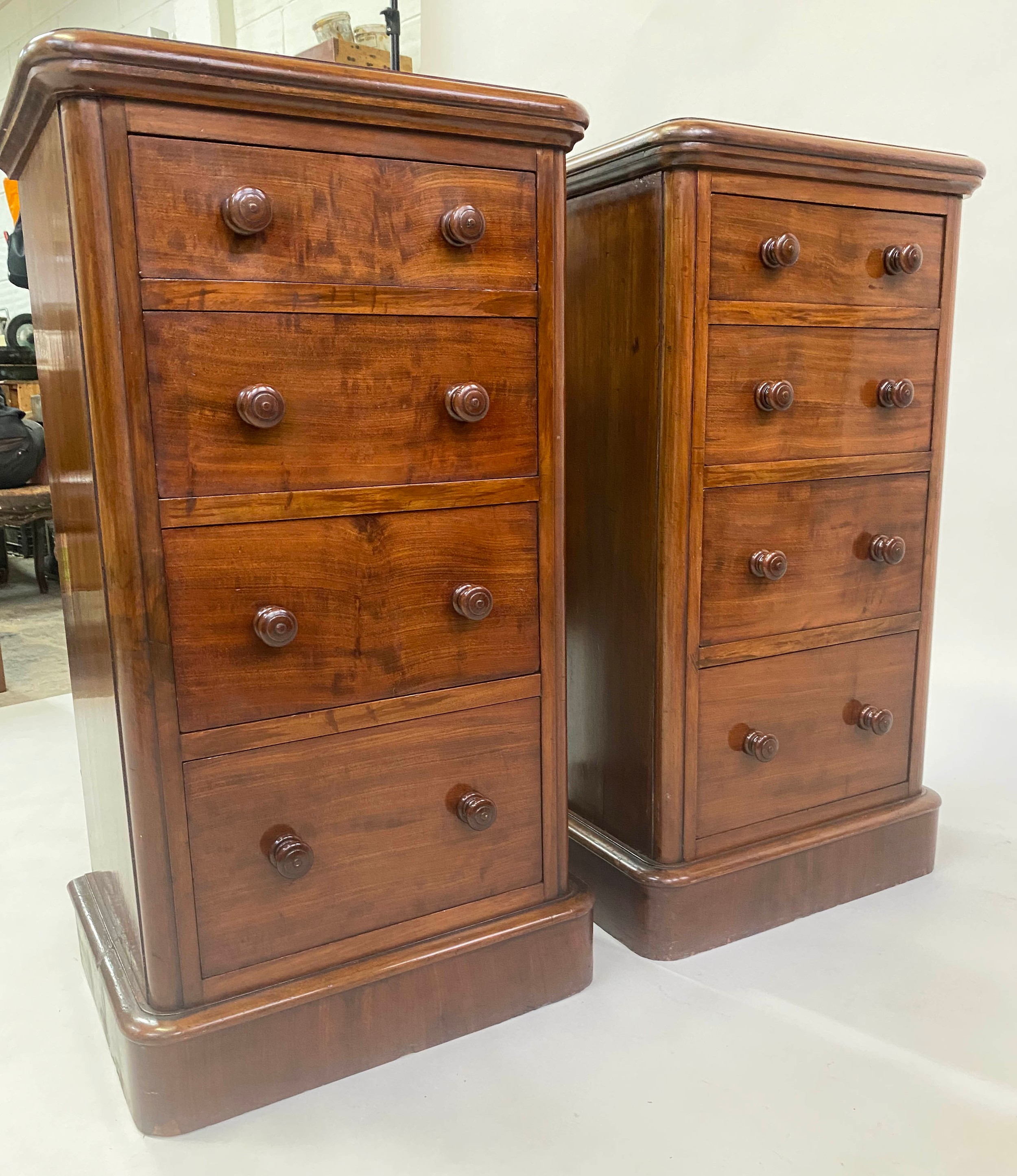 BEDSIDE CHESTS, a pair, Victorian mahogany each adapted with four drawers, 45cm x 34cm x 83cm H. (2) - Image 3 of 9