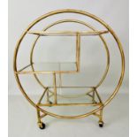 COCKTAIL TROLLEY, 83cm x 38 x 94, French art deco style, gilt metal and glass.