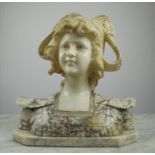 MARBLE BUST, 19th century Italian in the manner of Giuseppe Bessi (1857-1922), indistinctly signed