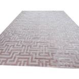 CONTEMPORARY ART DECO DESIGN SILK CARPET, 370cm x 272cm, geometric field.