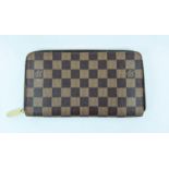 LOUIS VUITTON DAMIER EBENE WALLET, zip throughout, coin compartment, a note compartment, card