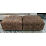 FLEXFORM BANGKOK OTTOMANS, a pair, each 48cm x 57cm x 36cm H, dark tan suede. (2)