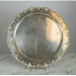 LARGE SERVING TRAY, marked 'silver K.M.S.' with rococo scrolling border, 60cm D.