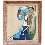 PABLO PICASSO (Spanish, 1881 - 1973) 'Sylvette', print on board, 55cm x 45cm, in a vintage French