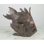 ANGRY FISH BY MARK BRAZIER JONES (b.1956), burnished steel sculptural candle holder marbleised eye