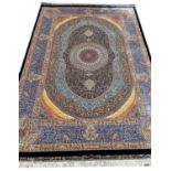 FINE QUM DESIGN SILK RUG, 195cm x 135cm.