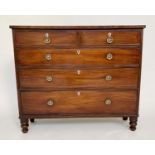 HALL CHEST, George III mahogany of adapted shallow proportions with two short and three long