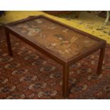 LOW TABLE, 46cm H x 112cm x 61cm, Chinese scarlet lacquer, painted and gilt decorated with inset