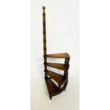 LIBRARY STEPS, a set Georgian style mahogany of four spiral leather lined steps, 115cm H x 40cm.