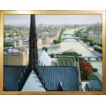 TONY PETERS, 'Paris from Notre Dame', oil on canvas 85cm x 100cm, signed framed.