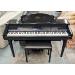 YAMAHA ELECTRIC CLAVINOVA/PIANO, 58cm D x 87cm H x 141cm W, with stool.