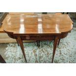 BREAKFRONT TEA TABLE, 47cm x 96cm x 76cm H, George III mahogany and holly inlaid, circa 1790, with