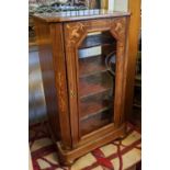 MUSIC CABINET, 51cm x 33cm x 91cm H, Victorian walnut, with a glazed door and inlaid detail and a