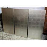 WALL PANELS, by JULIAN CHICHESTER, three each 60cm W x 120cm H, in a silvered finish.