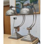 DESK LAMPS, a pair 75cm H, adjustable design with stepped bases. (2)