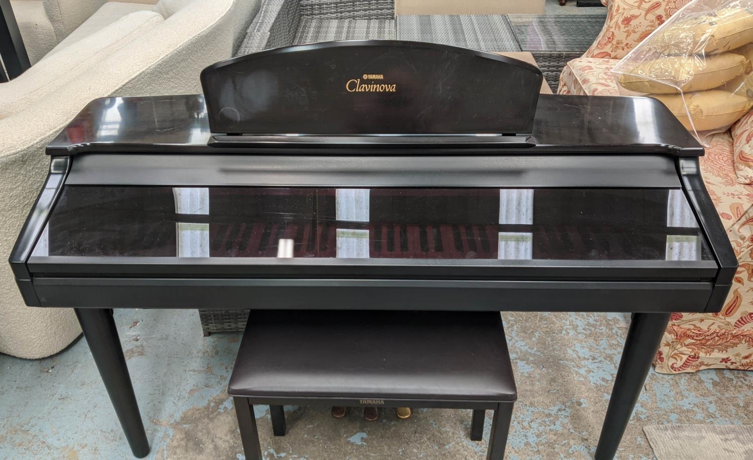YAMAHA ELECTRIC CLAVINOVA/PIANO, 58cm D x 87cm H x 141cm W, with stool. - Image 7 of 8