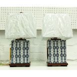 LAUREN RALPH LAUREN HOME TABLE LAMPS, a pair, 61cm H Japanese style blue and white ceramic with