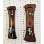 WALL SCONES, each 37cm H, a pair, 1950s Italian rosewood and glass. (2)
