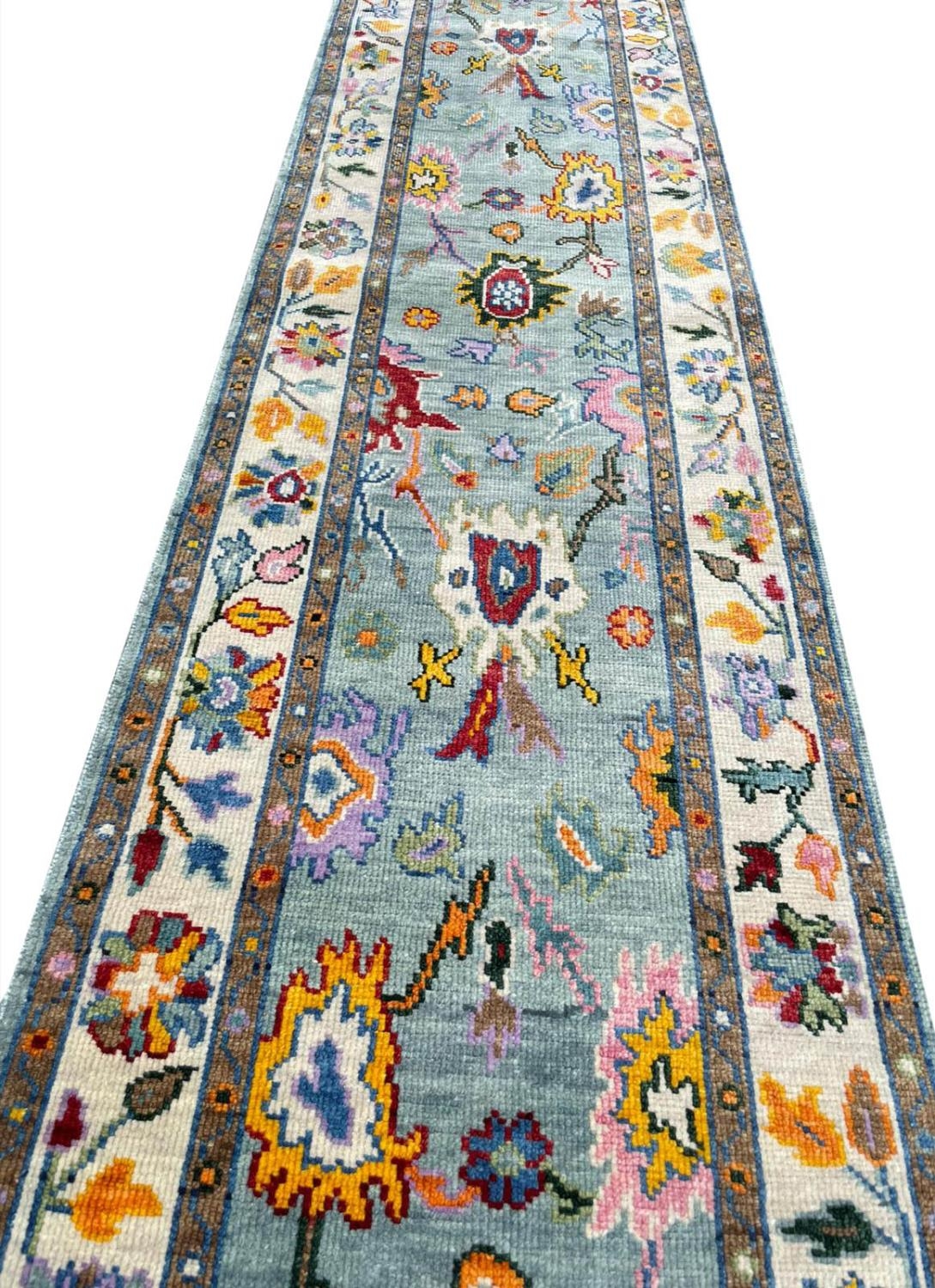 FINE CONTEMPORARY OUSHAK RUNNER, 335cm x 77cm. - Image 3 of 3