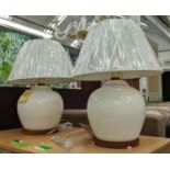 LAUREN RALPH LAUREN HOME TABLE LAMPS, a pair, glazed ceramic with shades, 62cm H approx. (2)