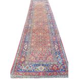 ANTIQUE FEREGHAN RUNNER, 350cm x 93cm.