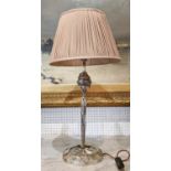 TABLE LAMP BASE, 49cm H, with decorative silver plate details and pleated shade.