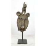 BENIN BRONZE LEOPARD HEAD, Nigerian, 66cm H.