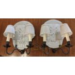 WALL SCONCES, a pair each 28cm W x 40cm with Venetian style mirrored back plates. (2)