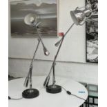 DESK LAMPS, a pair, 104cm H counterpoise design. (2)