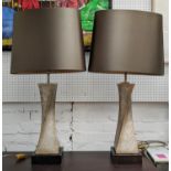 TABLE LAMPS, a pair, 88cm H each with a Porta Romana shade. (2)