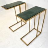 MARTINI TABLES, a pair, gilt metal, green marble tops, 60cm x 46cm x 22cm. (2)