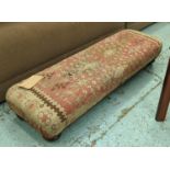 GEORGE SMITH FOOTSTOOL, kilim upholstered, 113cm x 35cm x 20cm.