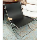 LOUNGE CHAIR, 76cm H, Bauhaus style design, slung leather seat.