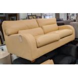 LIGNE ROSET SOFA BED, 185cm W, yellow leather upholstered.