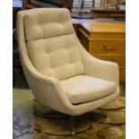 LOUNGE CHAIR, 99cm H x 77cm, mid 20th century swivel base.