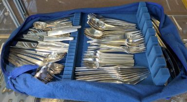 GEORGE JENSEN CARAVEL PATTERN CUTLERY SET, mid 20th century Danish sterling silver, eight place